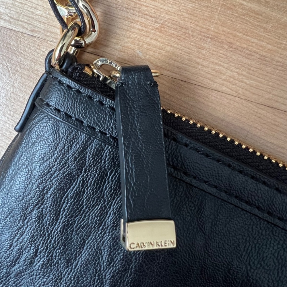 Calvin Klein Black Leather Hobo with Gold Hardware - Picture 4 of 8